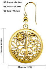 Dangle Earrings Tree of Life 10k or 14k Gold For Ladies