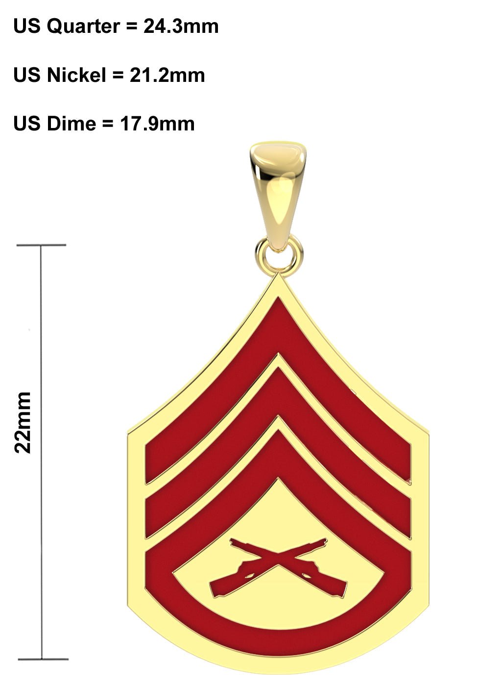 Ladies 10k or 14k Yellow or White Gold Staff Sergeant US Marine Corps Pendant - US Jewels