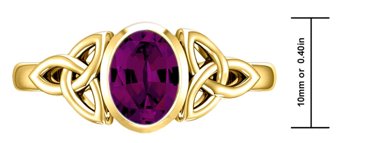 Ladies 10ky or 14ky Gold Irish Celtic Trinity Chatham Alexandrite June Birthstone Ring - US Jewels
