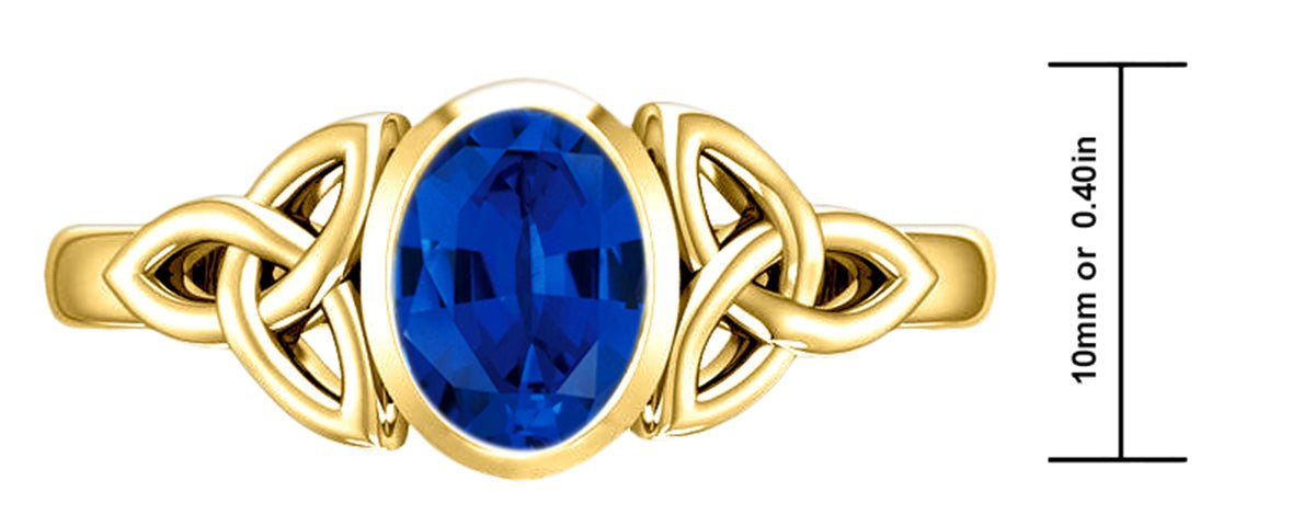 Ladies 10ky or 14ky Gold Irish Celtic Trinity Chatham Sapphire September Birthstone Ring - US Jewels