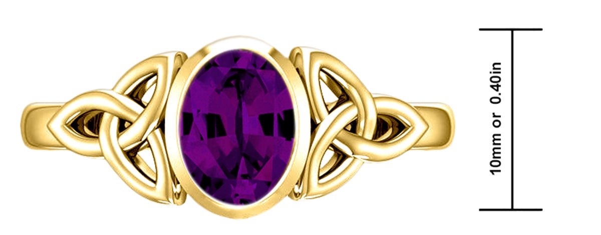 Ladies 10ky or 14ky Gold Irish Celtic Trinity Genuine Amethyst February Birthstone Ring - US Jewels