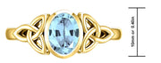 Ladies 10ky or 14ky Gold Irish Celtic Trinity Genuine Aquamarine March Birthstone Ring - US Jewels