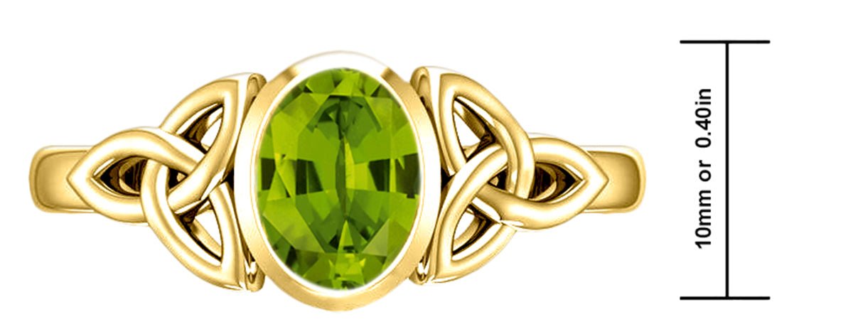 Ladies 10ky or 14ky Gold Irish Celtic Trinity Genuine Peridot August Birthstone Ring - US Jewels