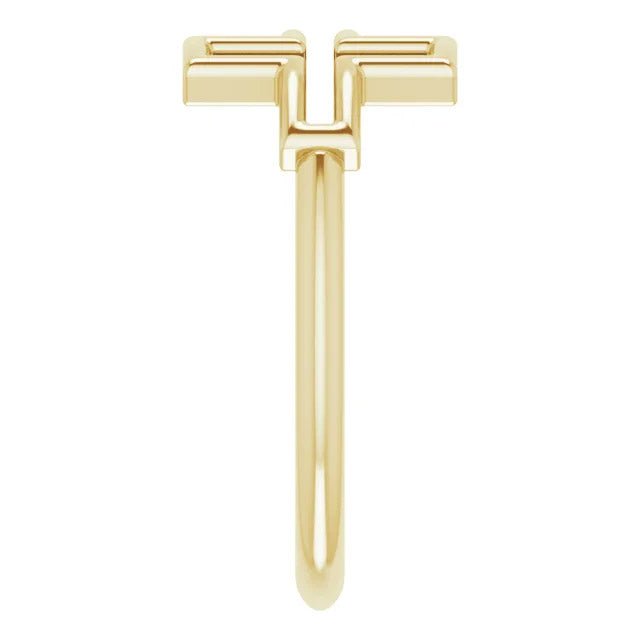 Ladies 14k Gold Cross Religious Christian Band Ring - US Jewels