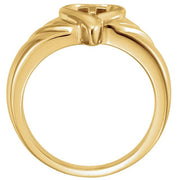Ladies 14k Gold Heart & Cross Band Ring - US Jewels