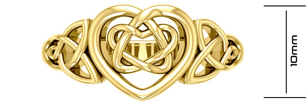 Ladies 14K Gold Irish Celtic Love Knot & Heart Ring - US Jewels
