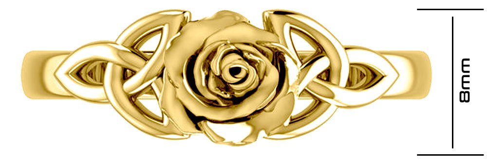 Ladies 14K Gold Trinity Knot & Rose Ring - US Jewels