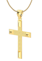 Ladies 14k Yellow Angled Cross Pendant Necklace, 32mm - US Jewels