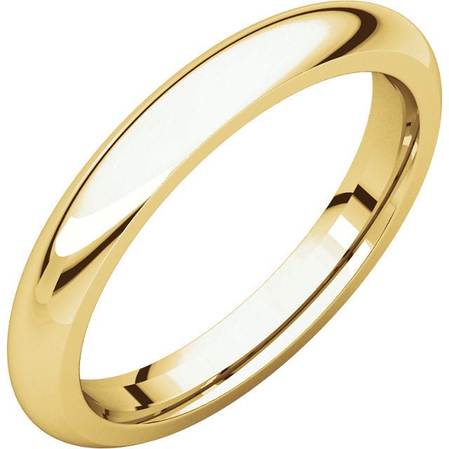Ladies 14k Yellow Gold 3mm Half Round Wedding Bridal Band Ring - US Jewels