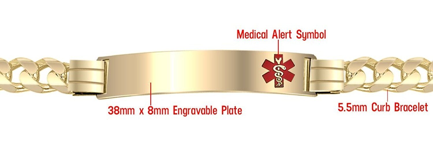 Gold Medical ID Bracelet with Red Enamel | Custom Engraved – CHARMED Medical  Jewelry