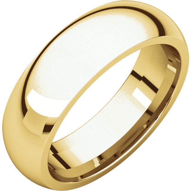 Ladies 14k Yellow Gold 6mm Half Round Wedding Bridal Band Ring - US Jewels