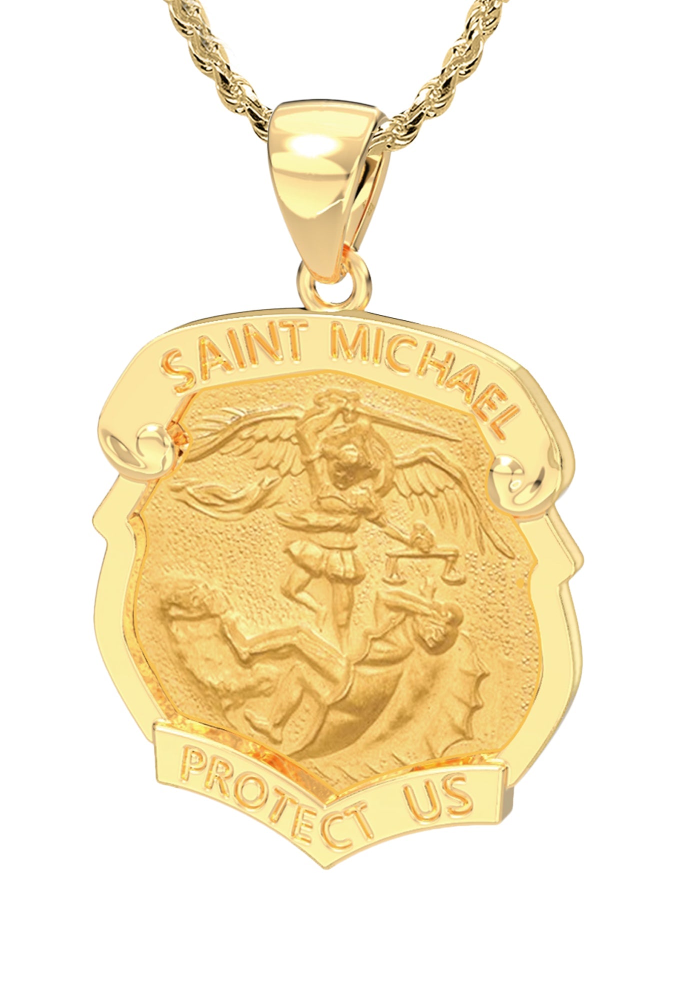 St Michael Pendant - Badge Pendant Necklace In Hollow 28mm