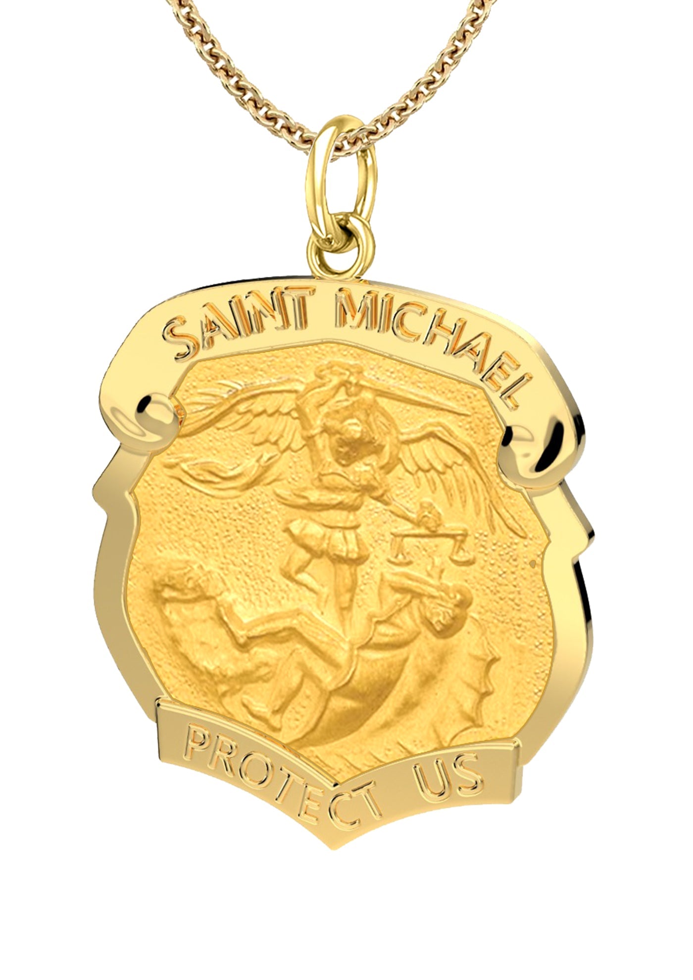 White gold saint hot sale michael pendant