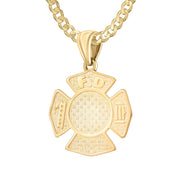 Ladies 14K Yellow Gold Customizable Firefighter Pendant Necklace, 26mm - US Jewels