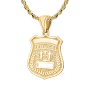 Ladies 14K Yellow Gold Customizable Police Badge Pendant Necklace, 25mm - US Jewels