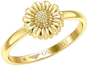 Ladies 14K Yellow Gold Floral Sunflower Ring - US Jewels