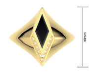 Ladies 14K Yellow Gold Genuine Diamond Black Onyx Diamond Ring - US Jewels