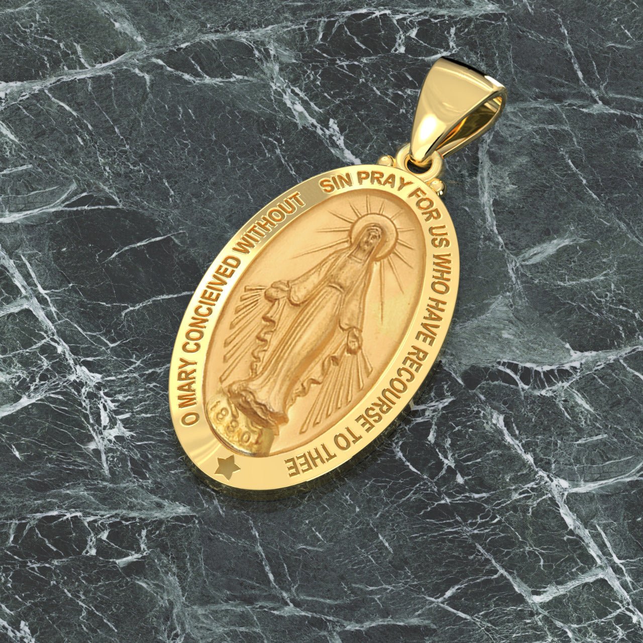 14k gold miraculous store medal with chain