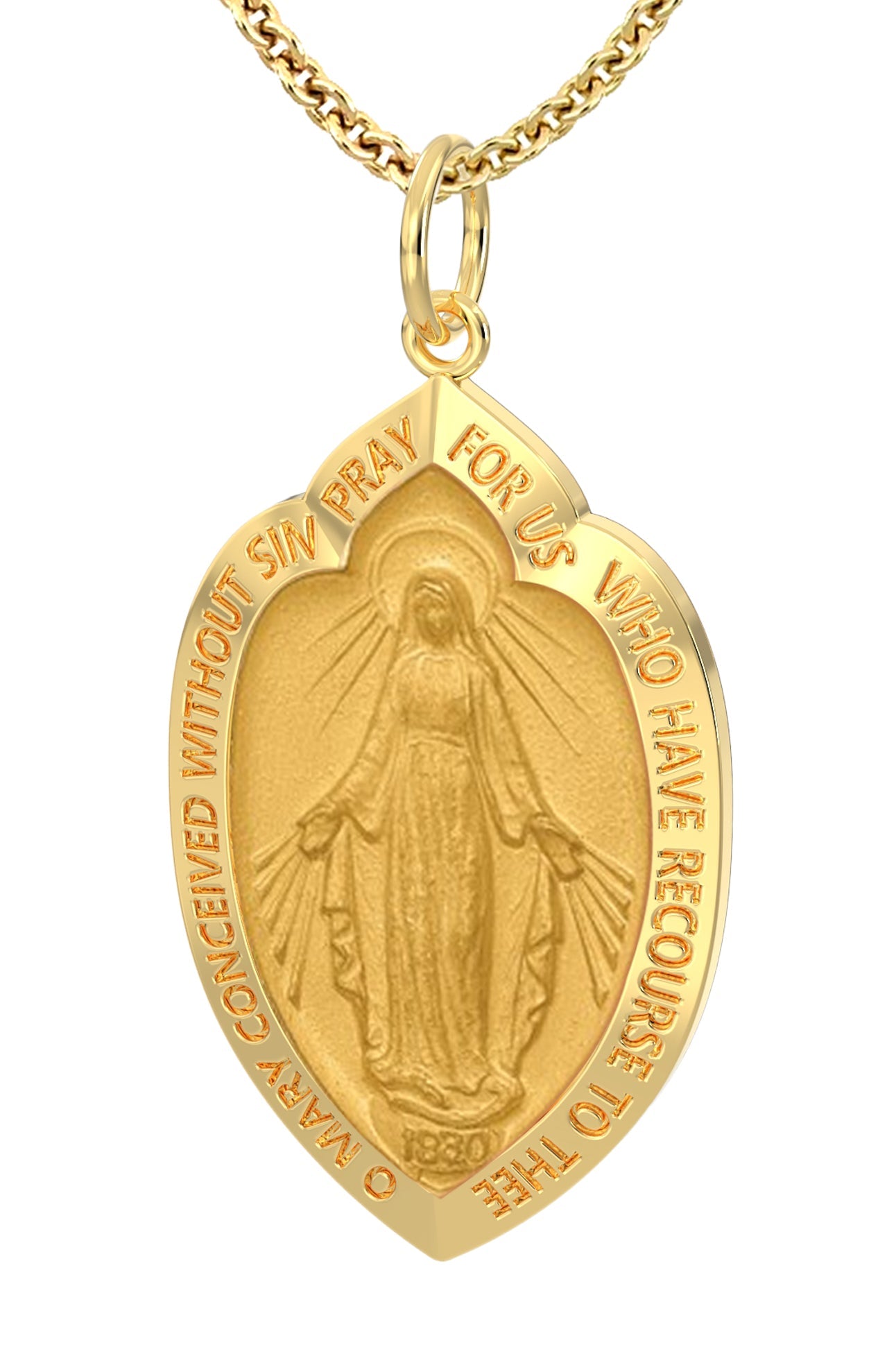 Virgin Mary Gold Necklace - Miraculous Medal Pendant