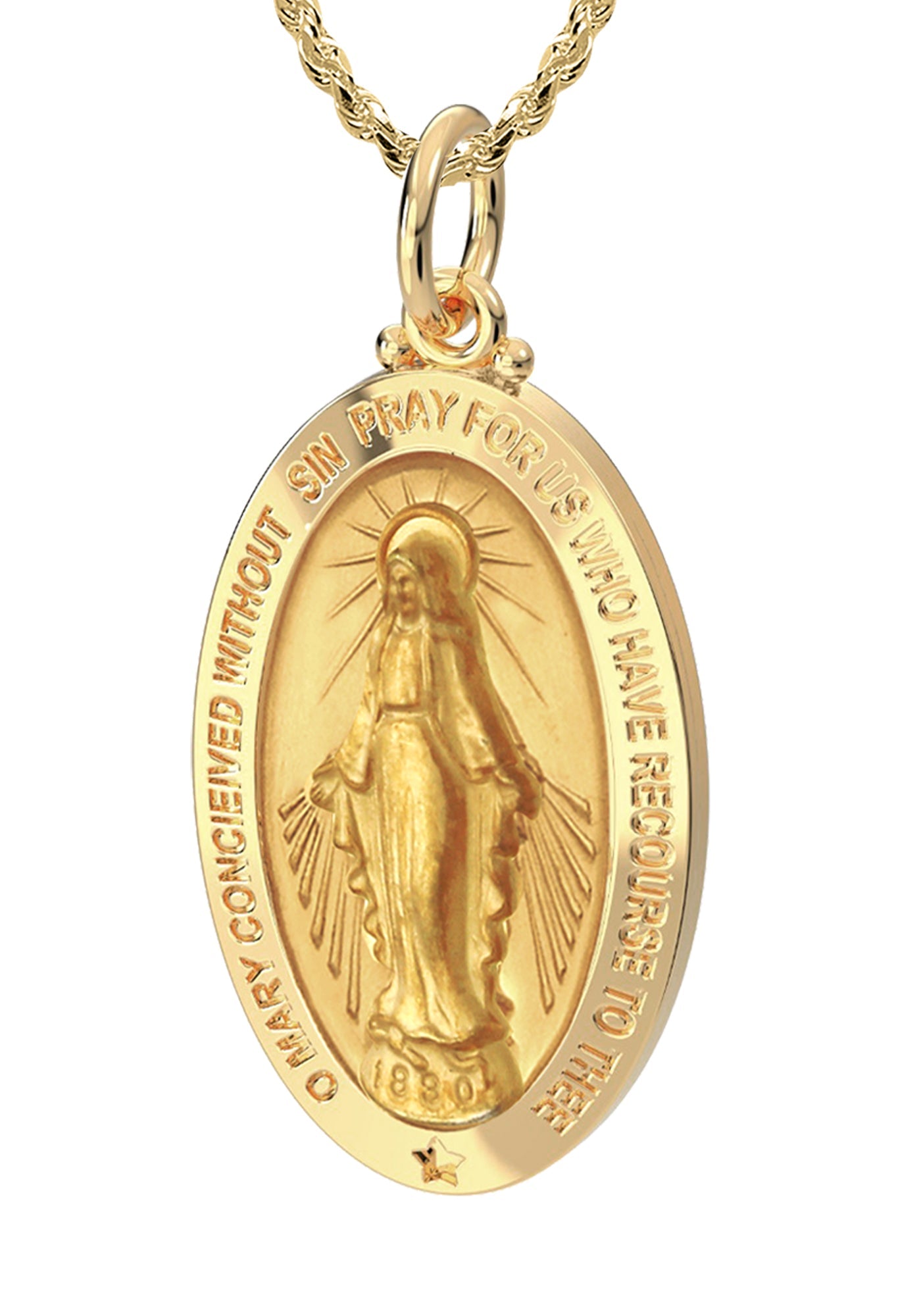 Solid Gold Gold Necklace Virgin Mary Pendant Virgin Mary Gold