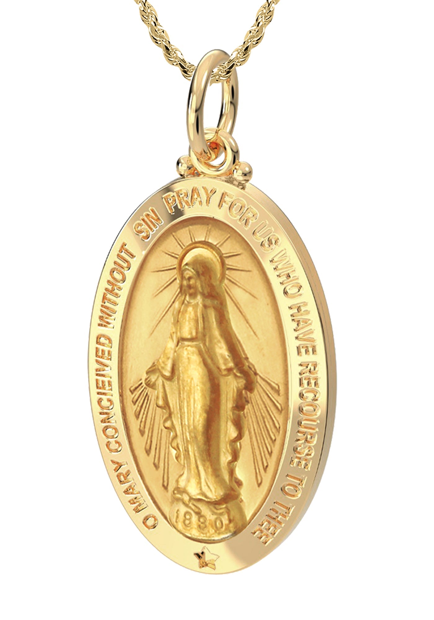 Mary Gold Chain Virgin Mary Medallion Pendant Virgin Mary Gold