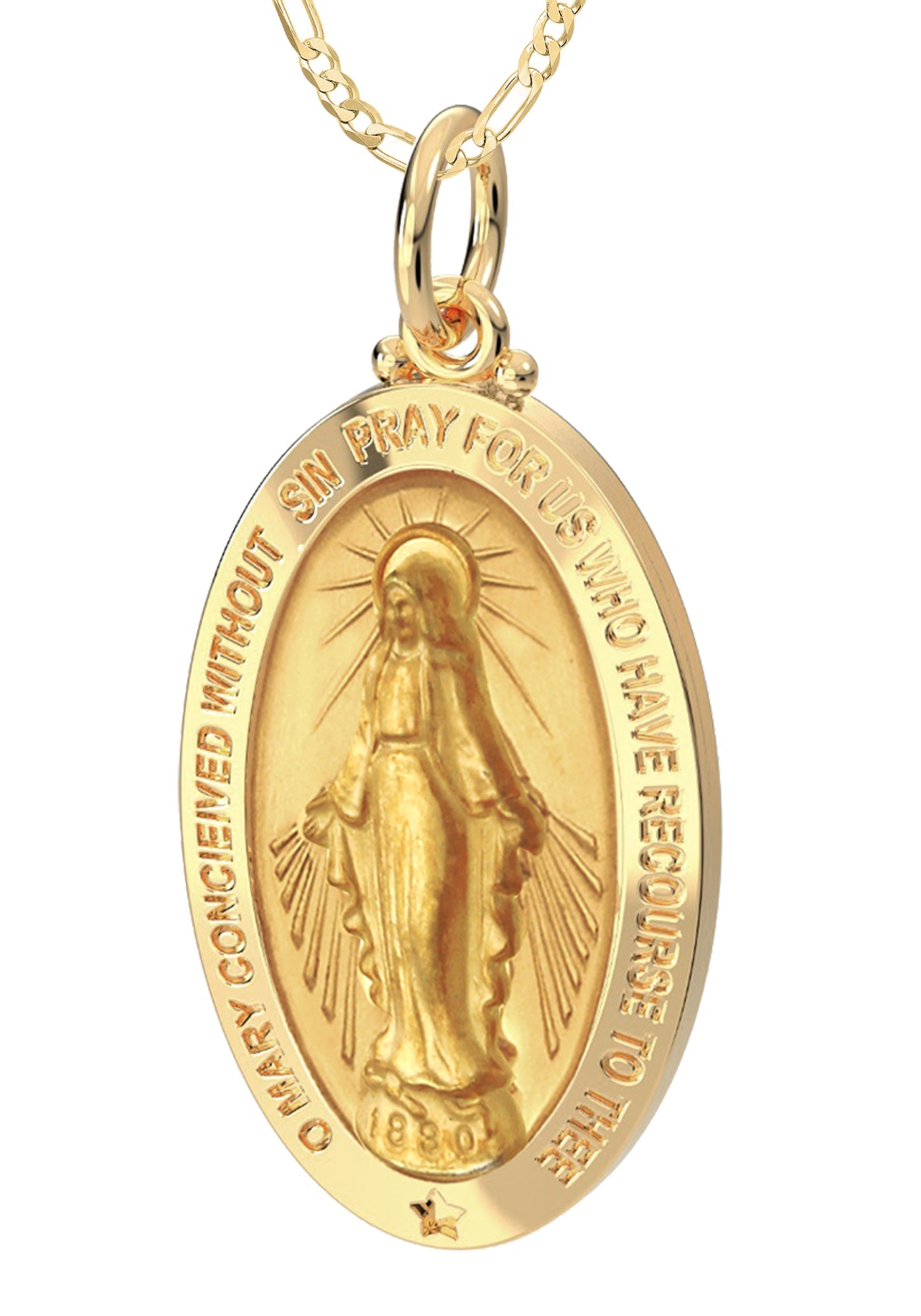 Gold necklace with on sale virgin mary pendant