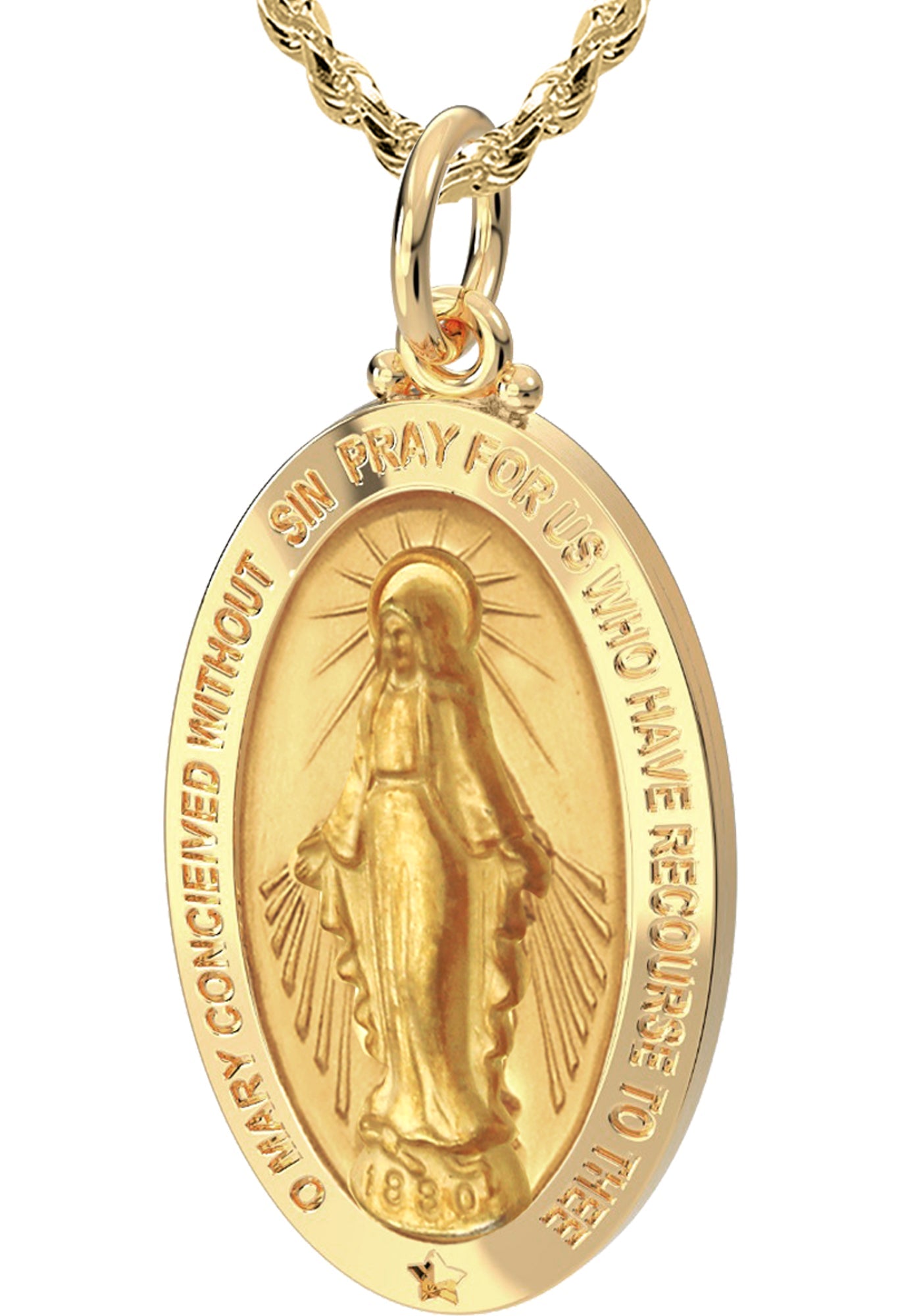 14k gold miraculous medal with outlet chain