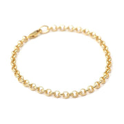 Ladies 14k Yellow Gold Rolo Charm Bracelet or Anklet with Engravable Charm - US Jewels