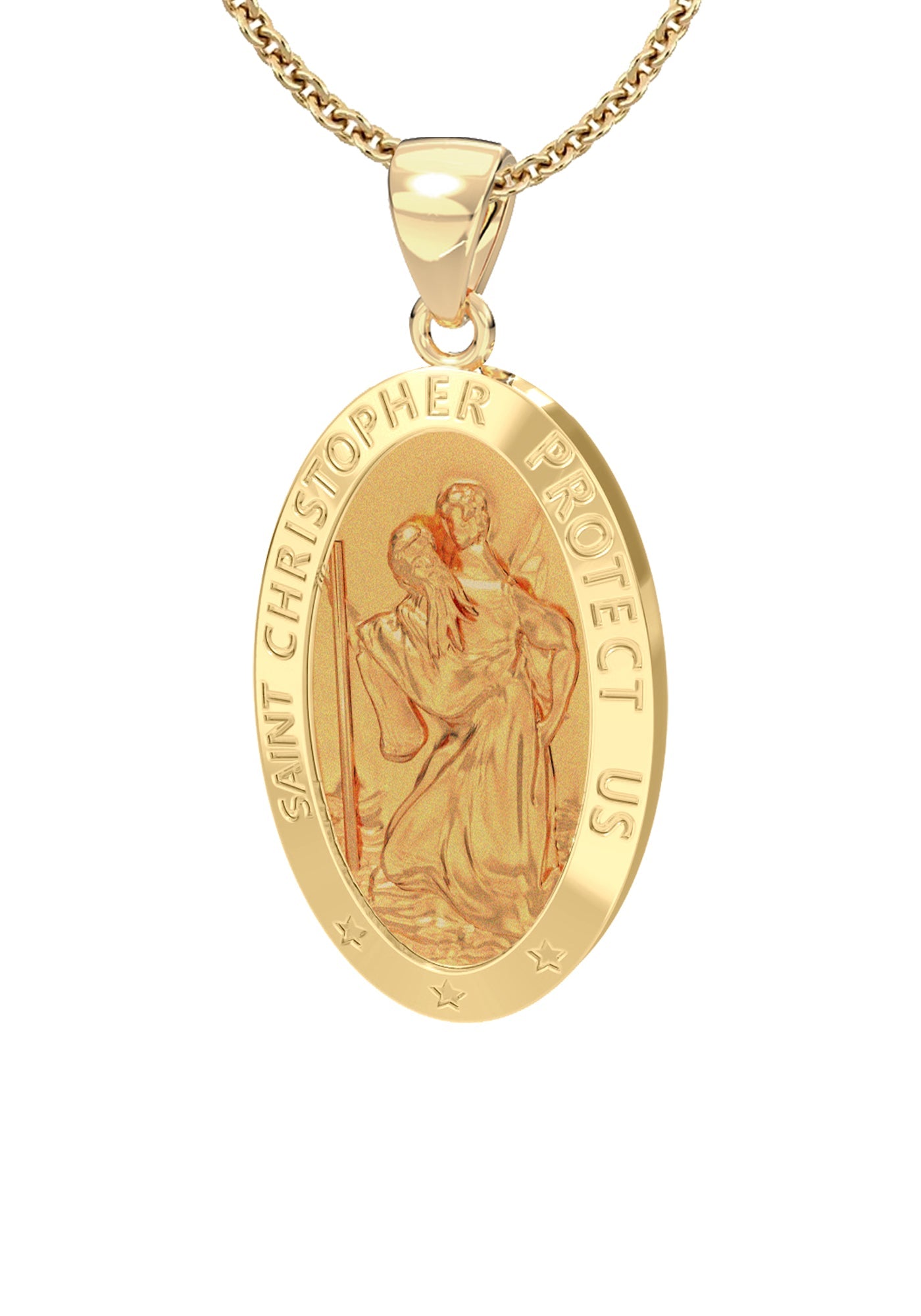 Gold st christopher necklace on sale womens