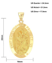 Ladies 14K Yellow Gold Saint Christopher Polished Finish Hollow Pendant Necklace, 22mm - US Jewels