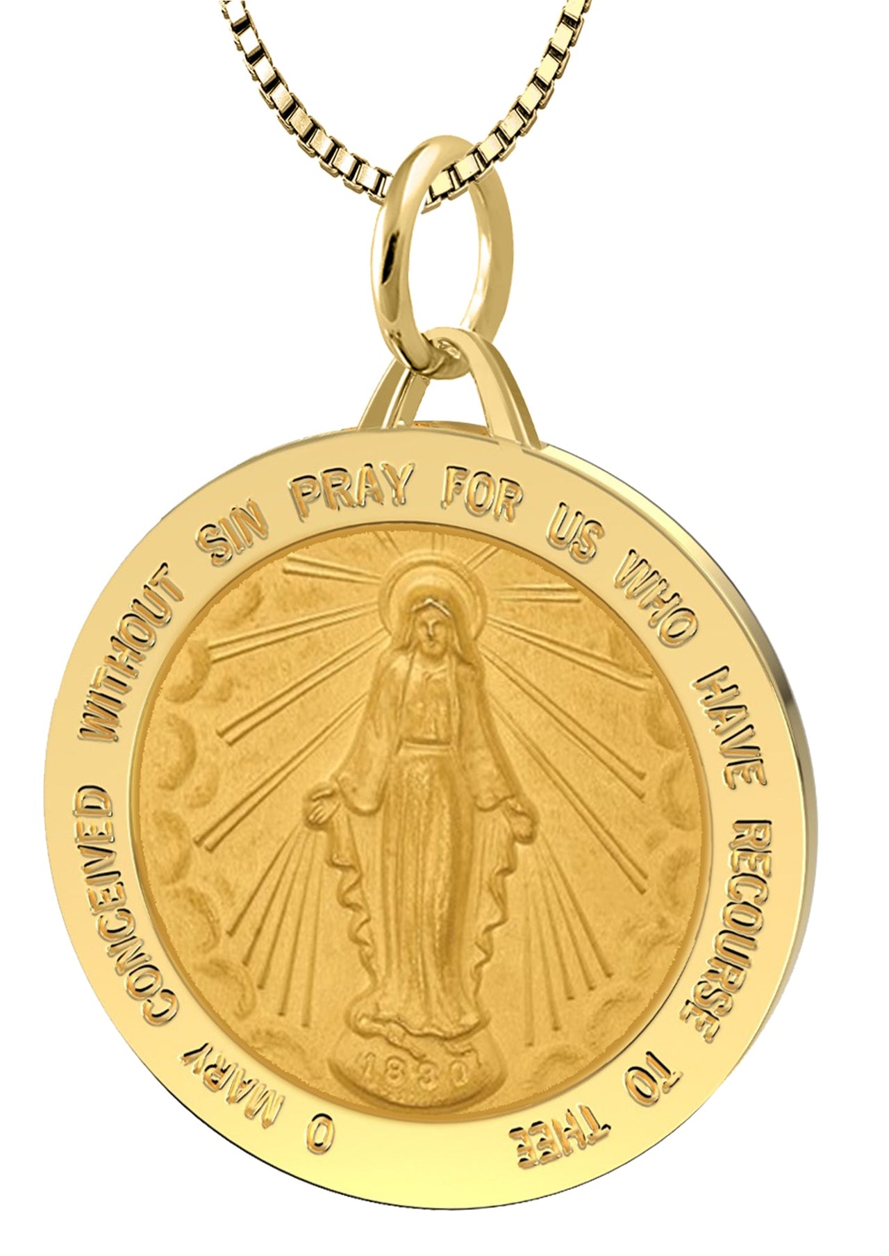 Virgin Mary Necklace Solid Gold Pendant Necklace With Chain