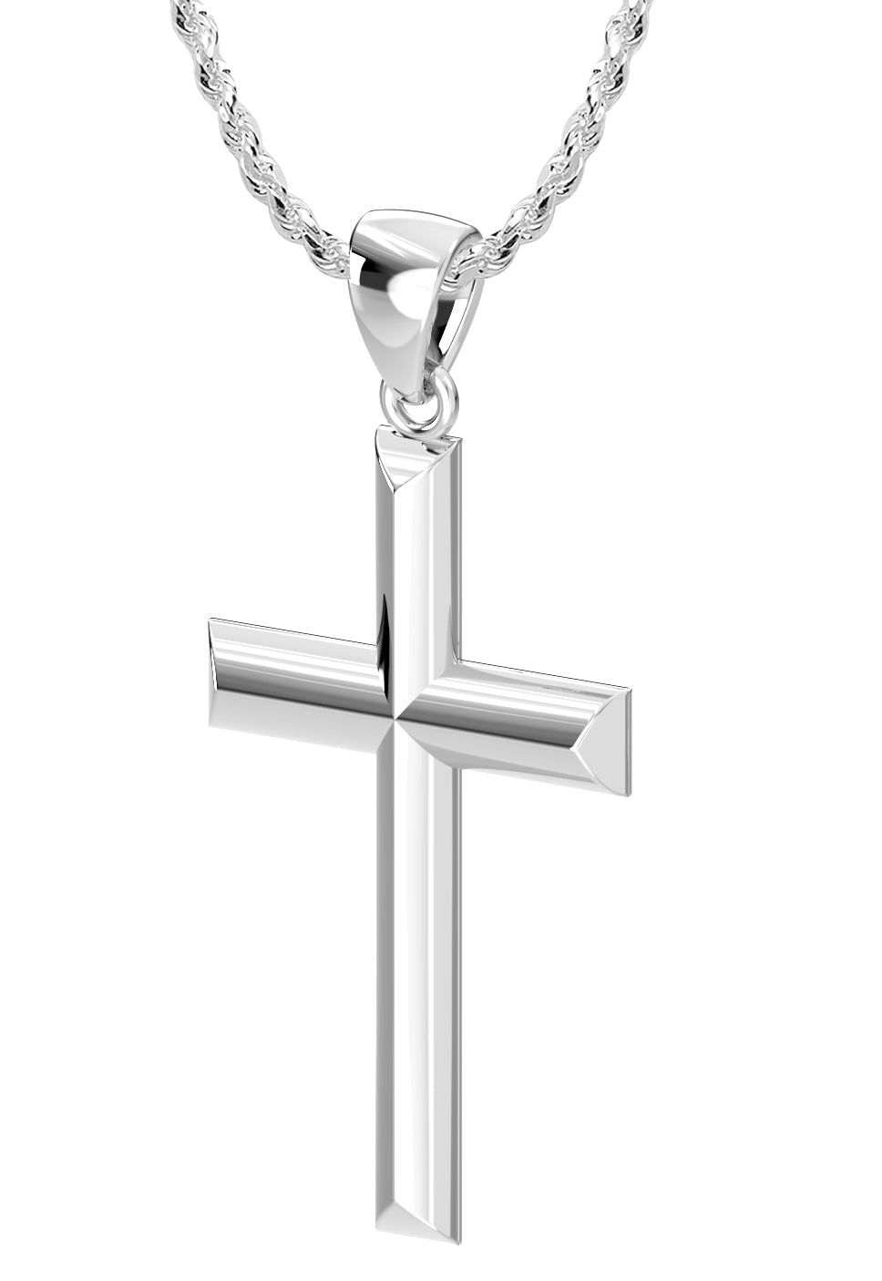 Ladies 14K Yellow or White Gold Christian Cross Pendant Necklace, 23mm - US Jewels