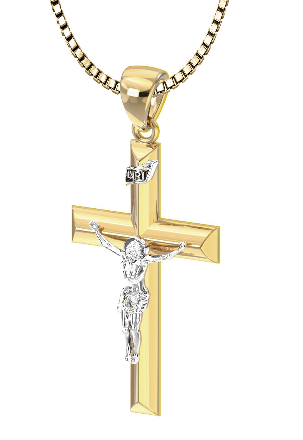スマホ Chisel Stainless Steel 14k Gold Accent Crucifix Pendant