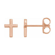 Ladies 14K Yellow, White or Rose Gold Cross Stud Earrings, Available in 2 Different Sizes - US Jewels