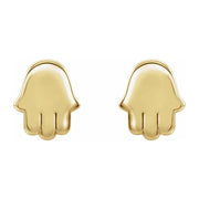 Ladies 14K Yellow, White or Rose Gold Hamsa Stud Earrings - US Jewels