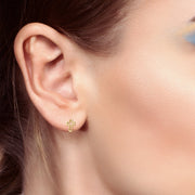 Ladies 14K Yellow, White or Rose Gold Open Cross Stud Earrings - US Jewels