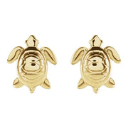 Ladies 14K Yellow, White or Rose Gold Turtle Stud Earrings - US Jewels