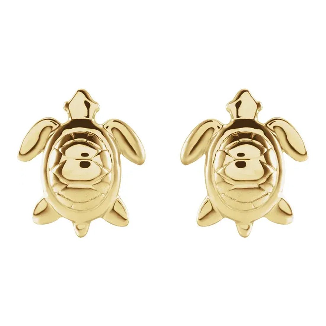 Ladies 14K Yellow, White or Rose Gold Turtle Stud Earrings - US Jewels