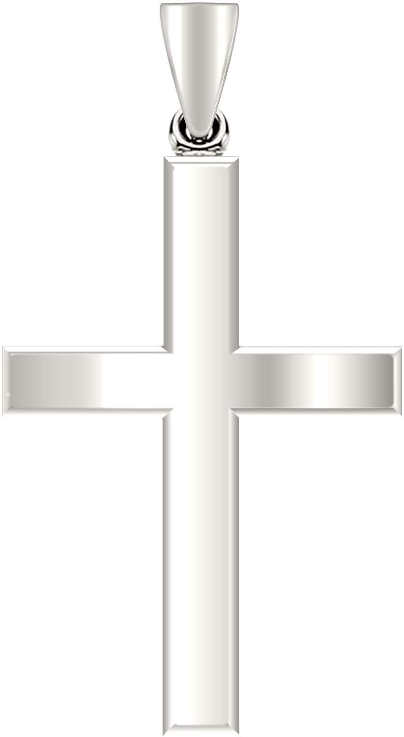 Real Solid 925 Sterling Silver Plain Gold Cross Jesus Crucifix Pendant  Necklace