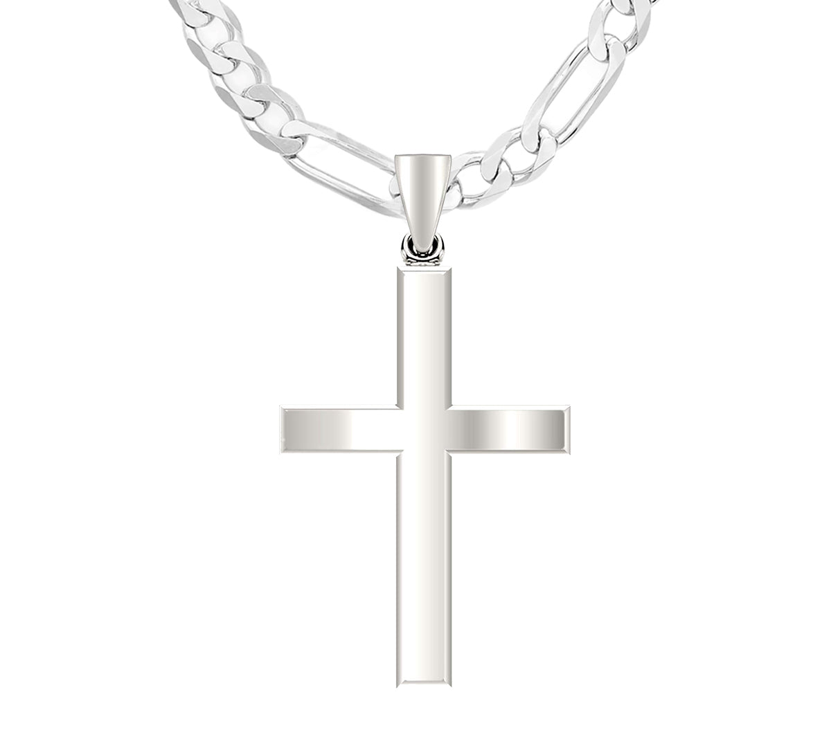 Ladies 1in Solid 925 Sterling Silver Cross Pendant Necklace - US Jewels