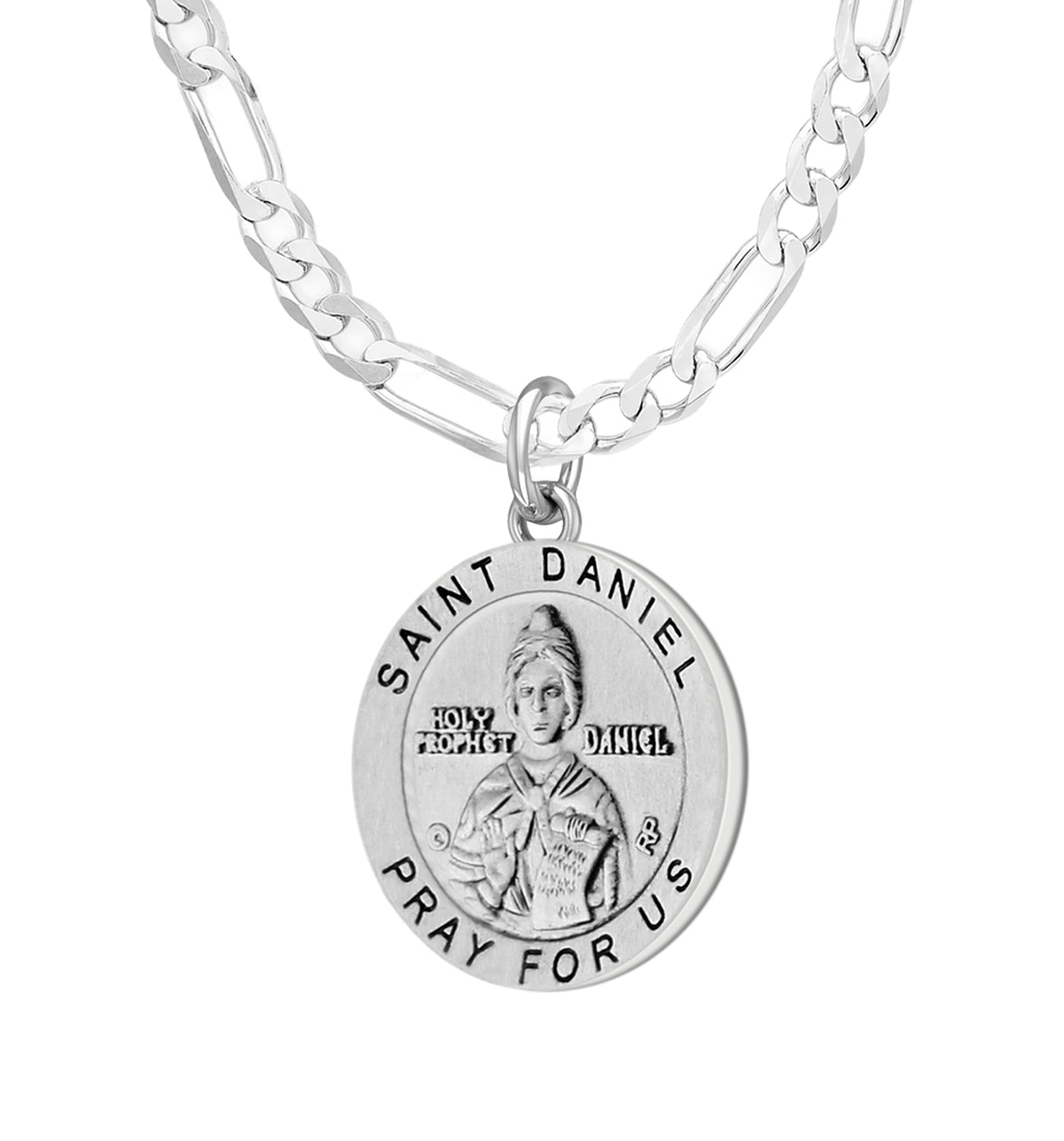Ladies 925 Sterling Silver 18.5mm Antiqued Saint Daniel Medal Pendant Necklace - US Jewels