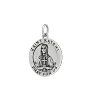 Ladies 925 Sterling Silver 18.5mm Antiqued Saint Kateri Medal Pendant Necklace - US Jewels