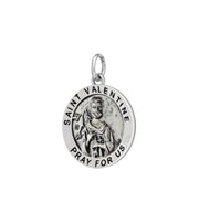 Ladies 925 Sterling Silver 18.5mm Antiqued Saint Valentine Medal Pendant Necklace - US Jewels
