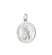 Ladies 925 Sterling Silver 18.5mm Polished Saint Catherine Medal Pendant Necklace - US Jewels