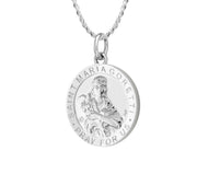 Ladies 925 Sterling Silver 18.5mm Polished Saint Maria Goretti Medal Pendant Necklace - US Jewels