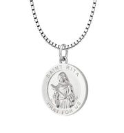 Ladies 925 Sterling Silver 18.5mm Polished Saint Rita Medal Pendant Necklace - US Jewels