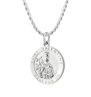 Ladies 925 Sterling Silver 18.5mm Polished Saint Valentine Medal Pendant Necklace - US Jewels