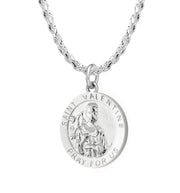 Ladies 925 Sterling Silver 18.5mm Polished Saint Valentine Medal Pendant Necklace - US Jewels