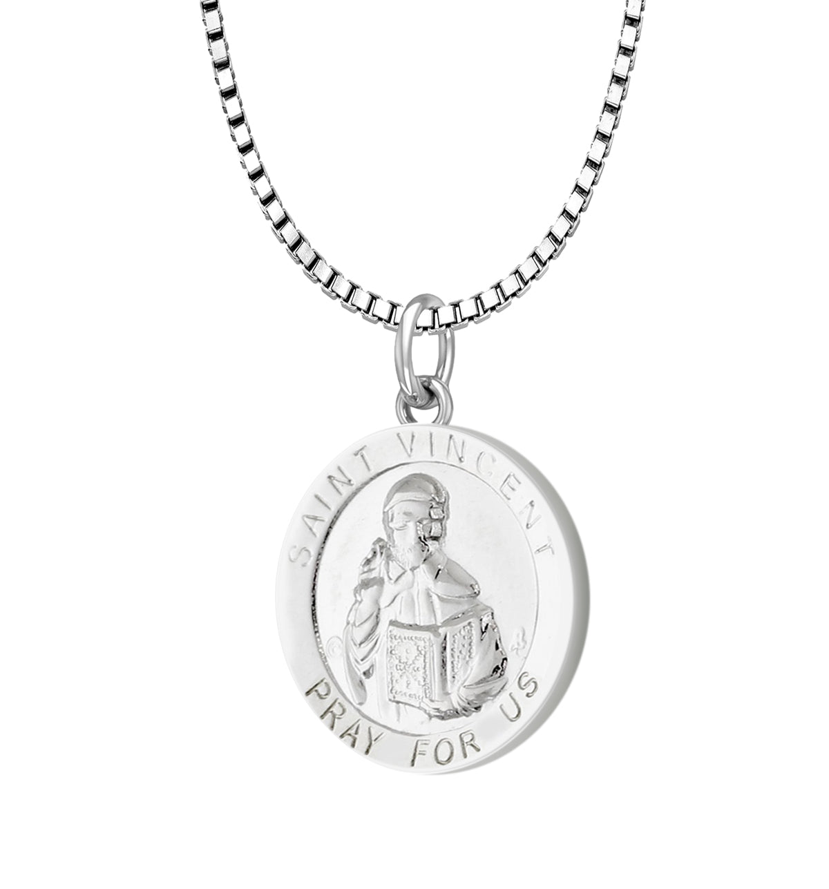 Ladies 925 Sterling Silver 18.5mm Polished Saint Vincent Medal Pendant Necklace - US Jewels