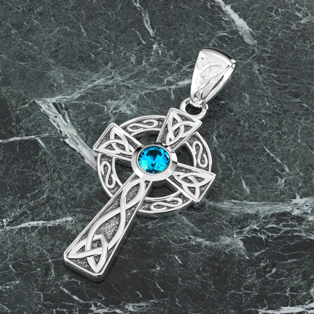 Irish Celtic Knot Cross Sterling Silver Necklace Pendant